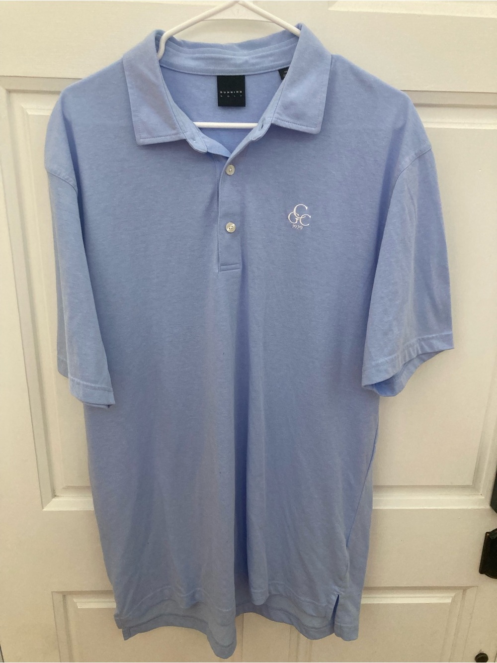 Dunning Golf Men's Light Blue Polo with Embroidered Chest Logo